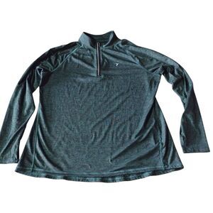 Dark Green Quarter-Zip Pullover Workout Shirt Semi-fitted XXL
